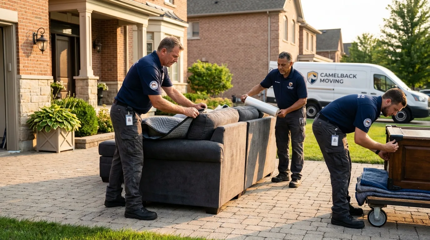 Large estate moving crew wrapping furniture in Hebron, IN